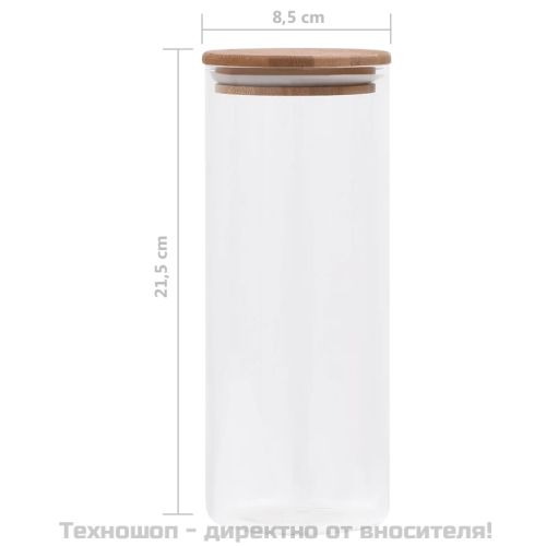 Стъклени буркани за съхранение с бамбукови капаци 6 бр 1000 мл