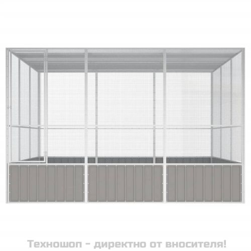 Клетка за птици сива 302,5x324,5x211,5 см поцинкована стомана
