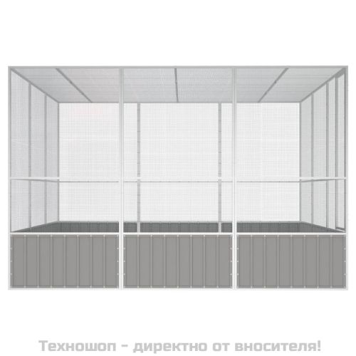 Клетка за птици сива 302,5x324,5x211,5 см поцинкована стомана