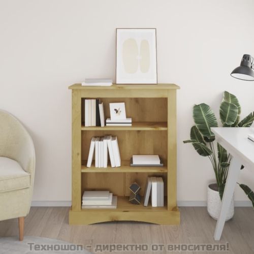 Библиотека с 3 рафта мексикански бор стил Корона 80x29x100 cм