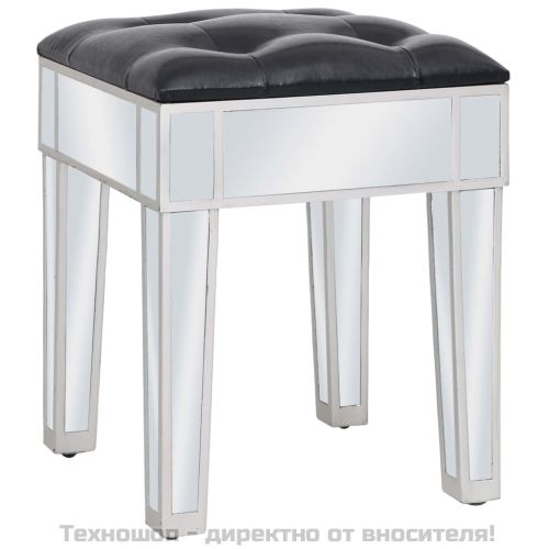 Огледална тоалетка с табуретка, МДФ и стъкло