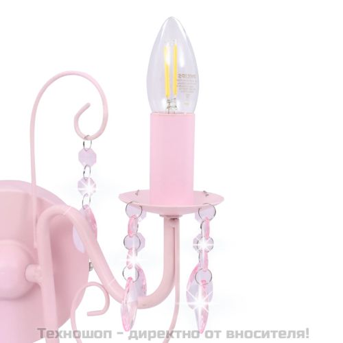 Аплик с кристали, розов, 2 х E14 крушки