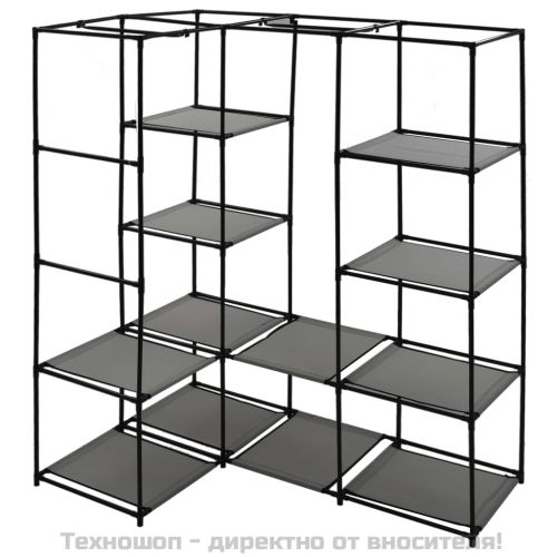 Ъглов гардероб, сив, 130x87x169 см