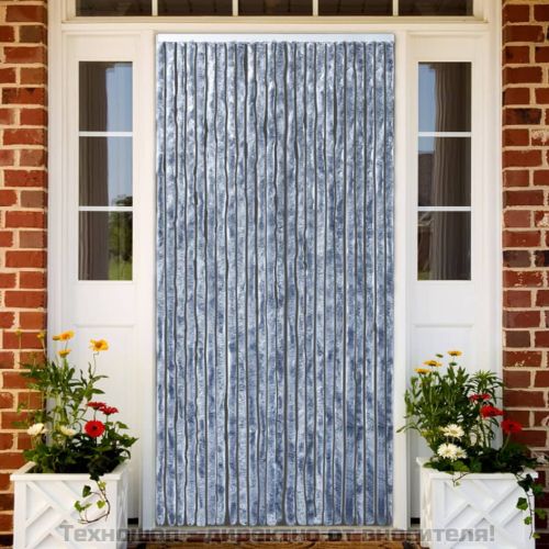 Завеса против насекоми, сребриста, 90x220 см, шенил