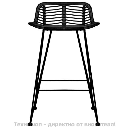 Бар столове, 2 бр, черни, ратан
