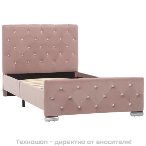 Рамка за легло, розова, кадифе, 90x200 см