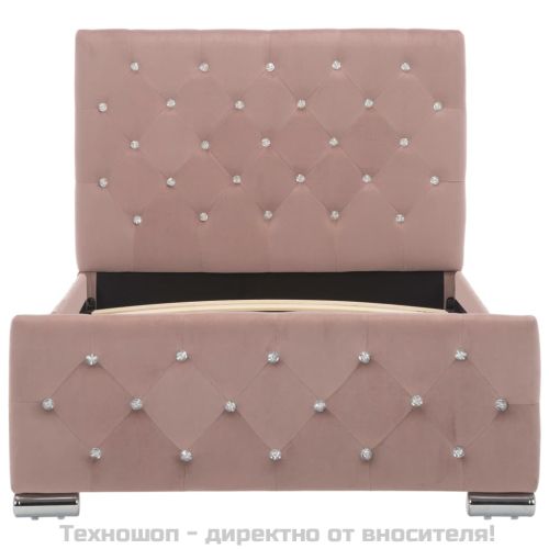 Рамка за легло, розова, кадифе, 90x200 см