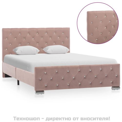 Рамка за легло, розова, кадифе, 120x200 см