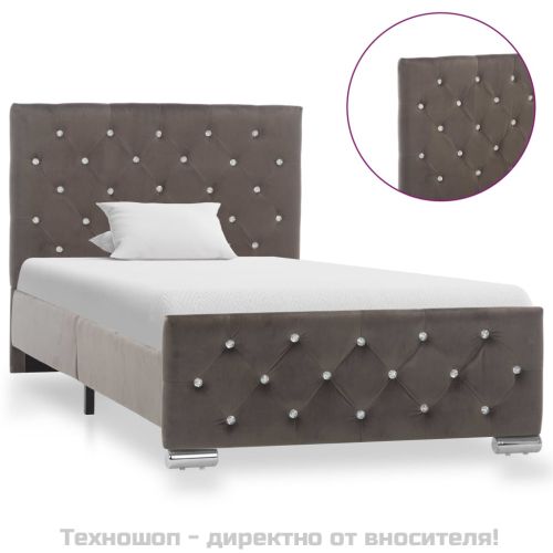 Рамка за легло, сива, кадифе, 90x200 см