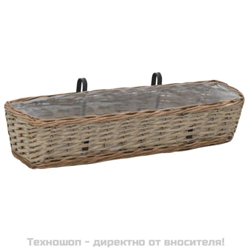 Сандъчета за балкон, 2 бр, ракита, PE облицовка, 80 см