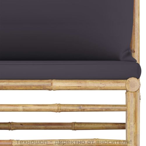 Градински лаундж комплект тъмносиви възглавници 8 части бамбук