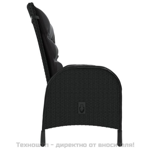 Градински бистро комплект, 3 части, полиратан, черен