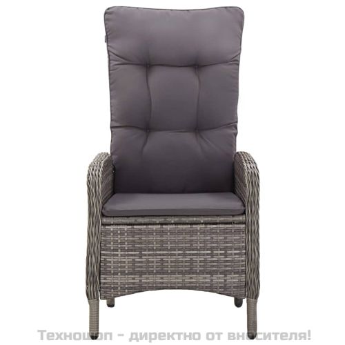 Градински бистро комплект, 5 части, полиратан, сив