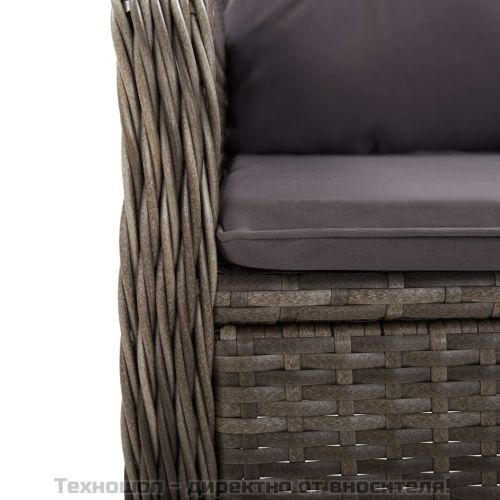 Градински бистро комплект, 5 части, полиратан, сив