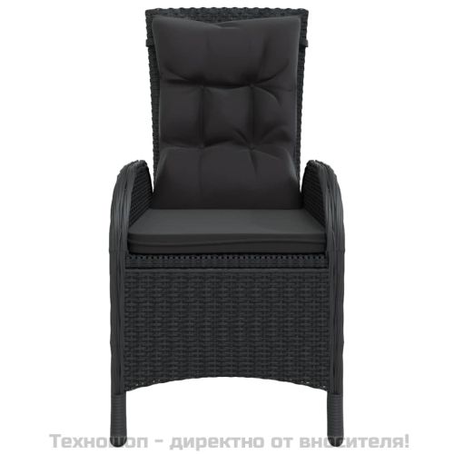 Градински бистро комплект, 5 части, полиратан, черен