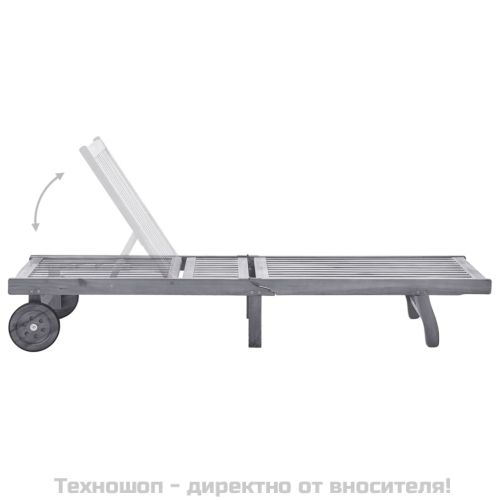 Градински шезлонг с шалте, сив, акациево дърво масив