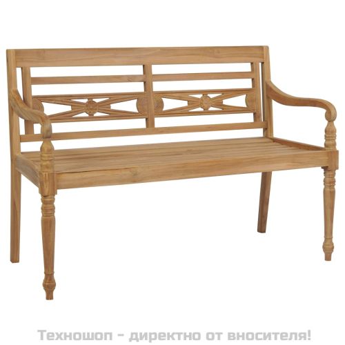 Пейка Батавия със сива възглавница, 120 см, тик масив