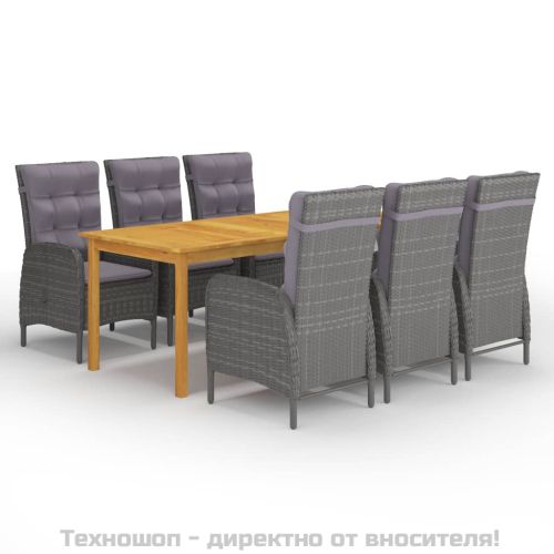 Градински трапезен комплект, 7 части, сив