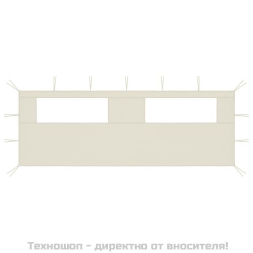 Странична стена за шатра с прозорци 6x2 м кремава