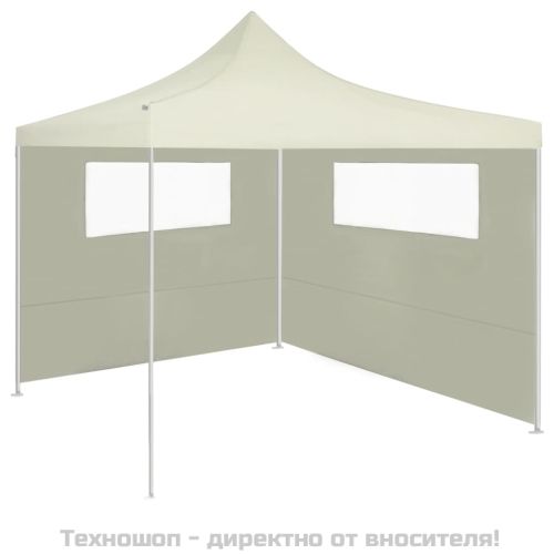 Странична стена за шатра с прозорци 6x2 м кремава