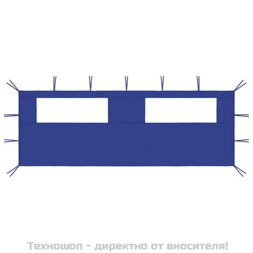 Странична стена за шатра с прозорци, 6x2 м, синя