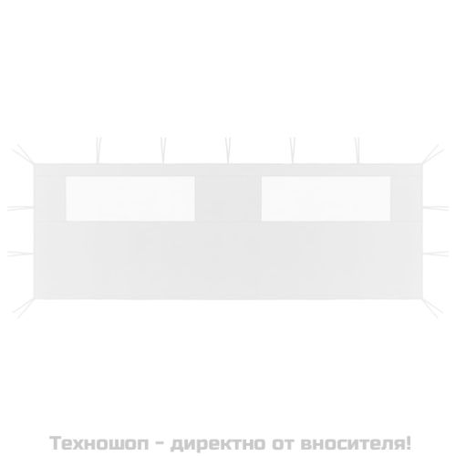 Странична стена за шатра с прозорци, 6x2 м, бяла
