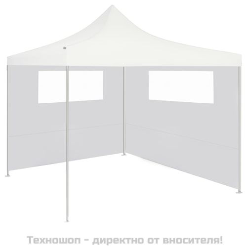 Странична стена за шатра с прозорци, 6x2 м, бяла