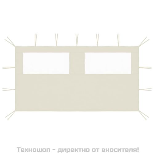 Странична стена за шатра с прозорци, 4x2 м, кремава