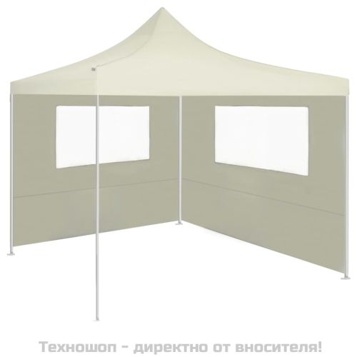 Странична стена за шатра с прозорци, 4x2 м, кремава