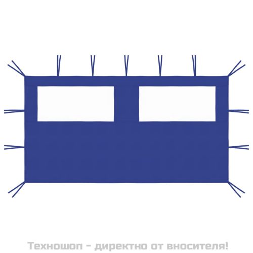 Странична стена за шатра с прозорци, 4x2 м, синя