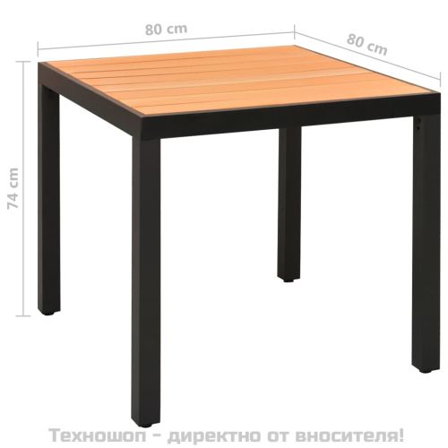 Градински трапезен комплект, 5 части, алуминий, черен