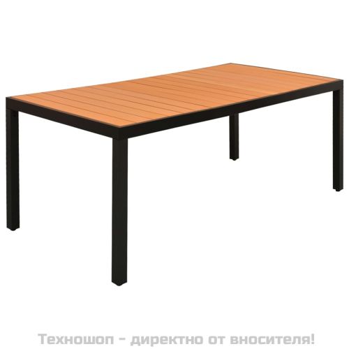 Градински трапезен комплект, 9 части, алуминий, черен