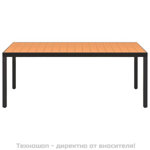 Градински трапезен комплект, 9 части, алуминий, черен