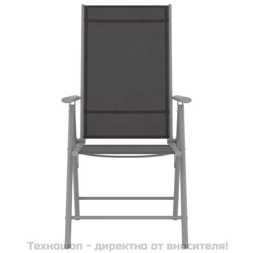 Градински трапезен комплект 7 части алуминий сребристо и черно