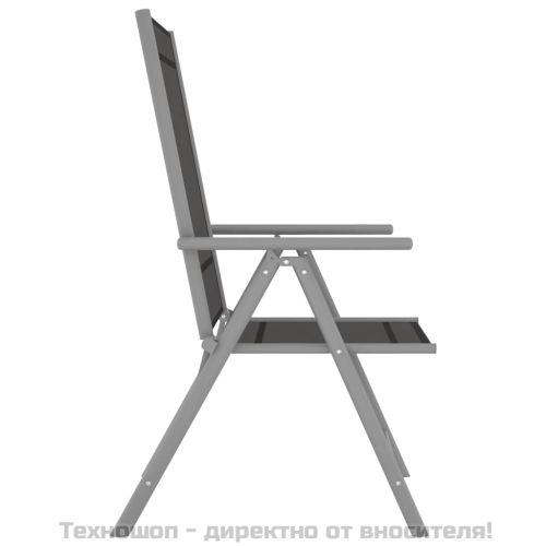 Градински трапезен комплект 7 части алуминий сребристо и черно