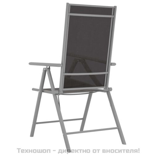 Градински трапезен комплект 7 части алуминий сребристо и черно