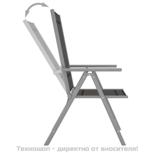 Градински трапезен комплект 7 части алуминий сребристо и черно