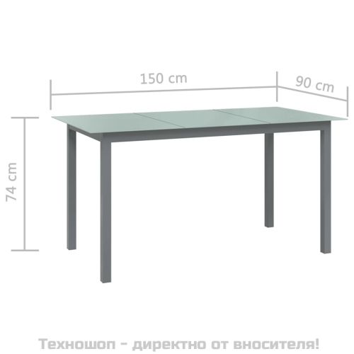 Градински трапезен комплект 7 части алуминий сребристо и черно