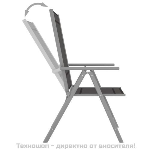 Градински лаундж комплект, 9 части, черно и сребристо