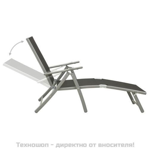 Градински лаундж комплект, 9 части, черно и сребристо