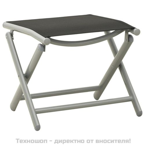 Градински лаундж комплект, 9 части, черно и сребристо