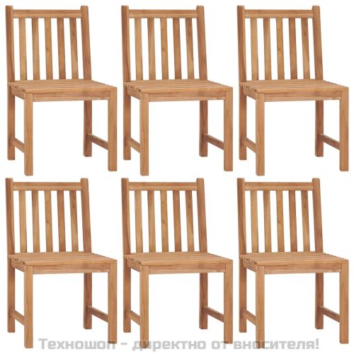 Градински столове, 6 бр, с възглавници, тиково дърво масив