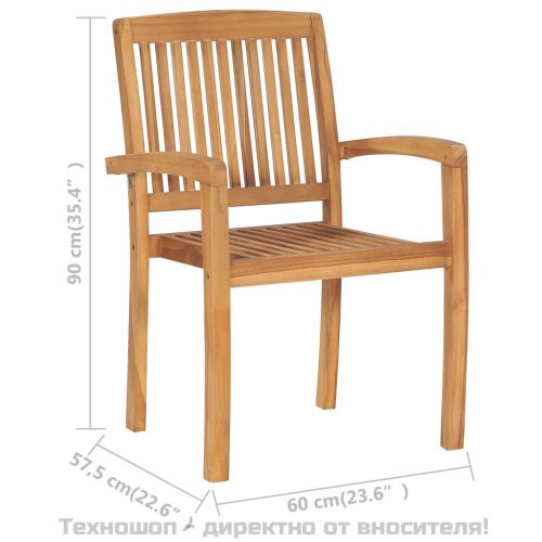 Стифиращи градински столове с възглавници 8 бр тик масив