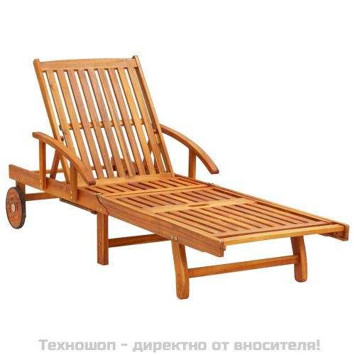Шезлонги, 2 бр, с възглавници, акациево дърво масив