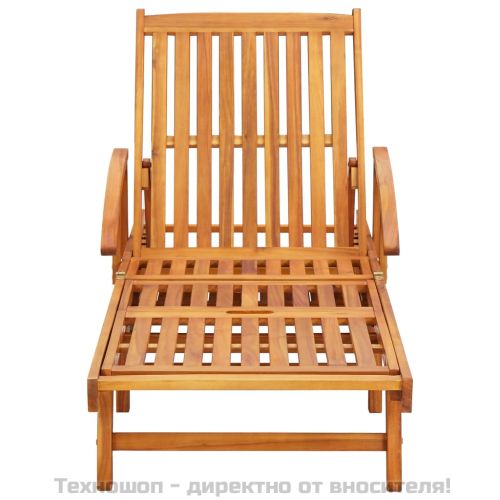 Шезлонги, 2 бр, с възглавници, акациево дърво масив