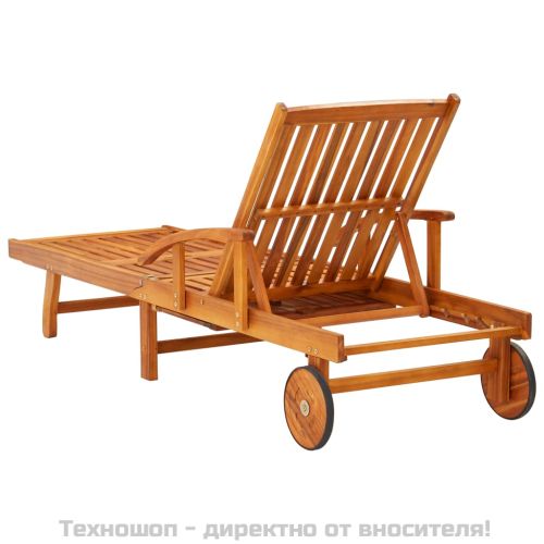 Шезлонги, 2 бр, с възглавници, акациево дърво масив