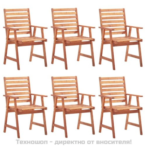 Градински трапезни столове, 6 бр, с възглавници, акация масив