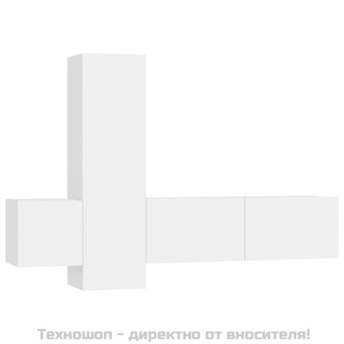 Комплект ТВ шкафове от 3 части, бял, инженерно дърво