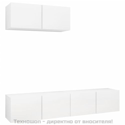 ТВ шкафове, 3 бр, бели, инженерно дърво