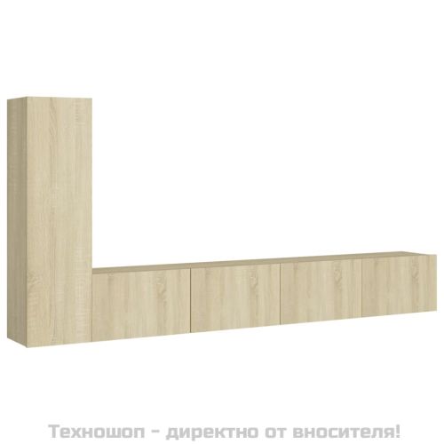 Комплект ТВ шкафове от 3 части, дъб сонома, инженерно дърво